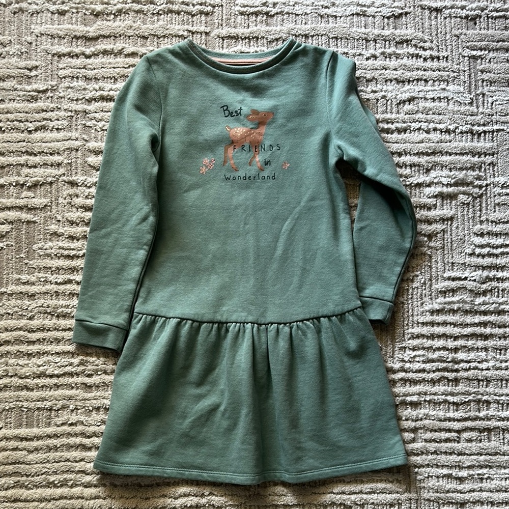 Green Ruffled Tiered Casual Sweater Dress